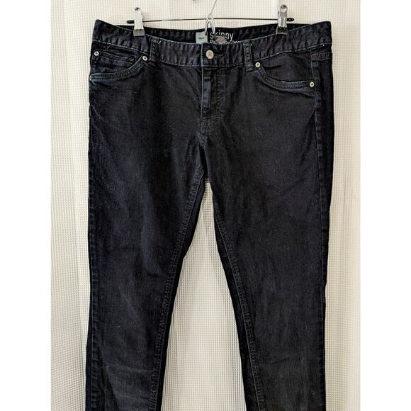 MOSSIMO! DEEP, SATURATED BLACK SKINNY PREMIUM DENIM 5 POCKET JEANS, PANTS! SZ 14 - Picture 3 of 11